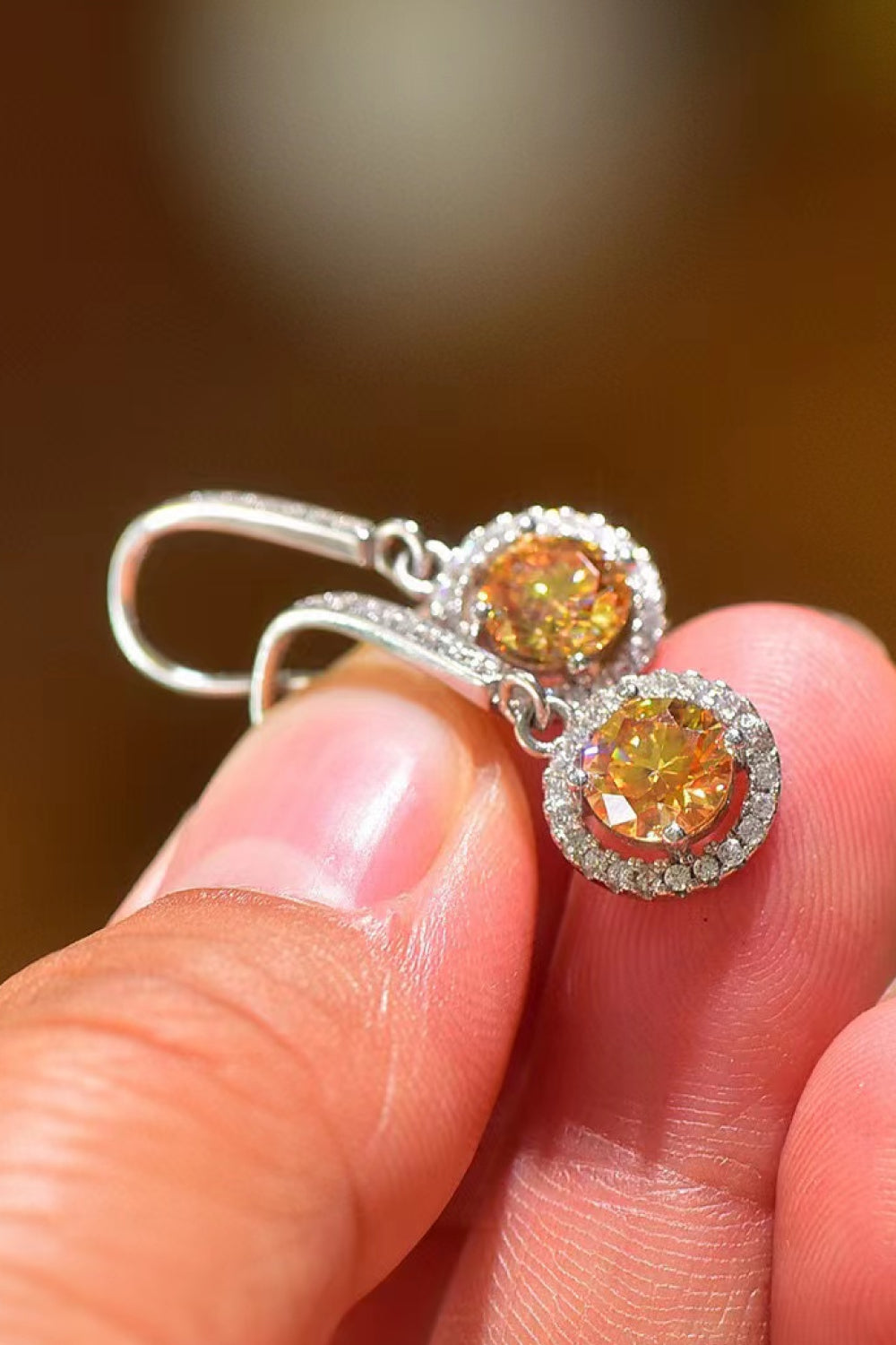 Jessica Platinum-Plated 2 Carat Moissanite Drop Earrings