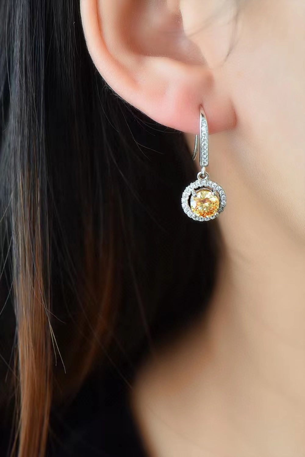 Jessica Platinum-Plated 2 Carat Moissanite Drop Earrings