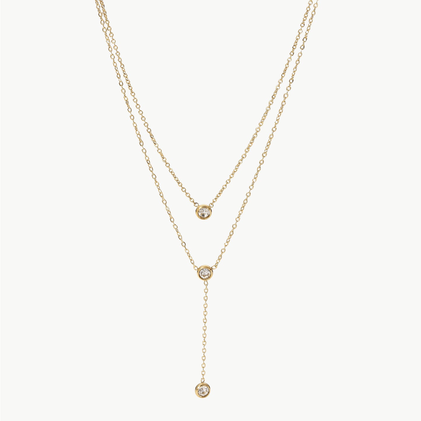 Lily Stainless Steel Zircon Double-Layered Necklace