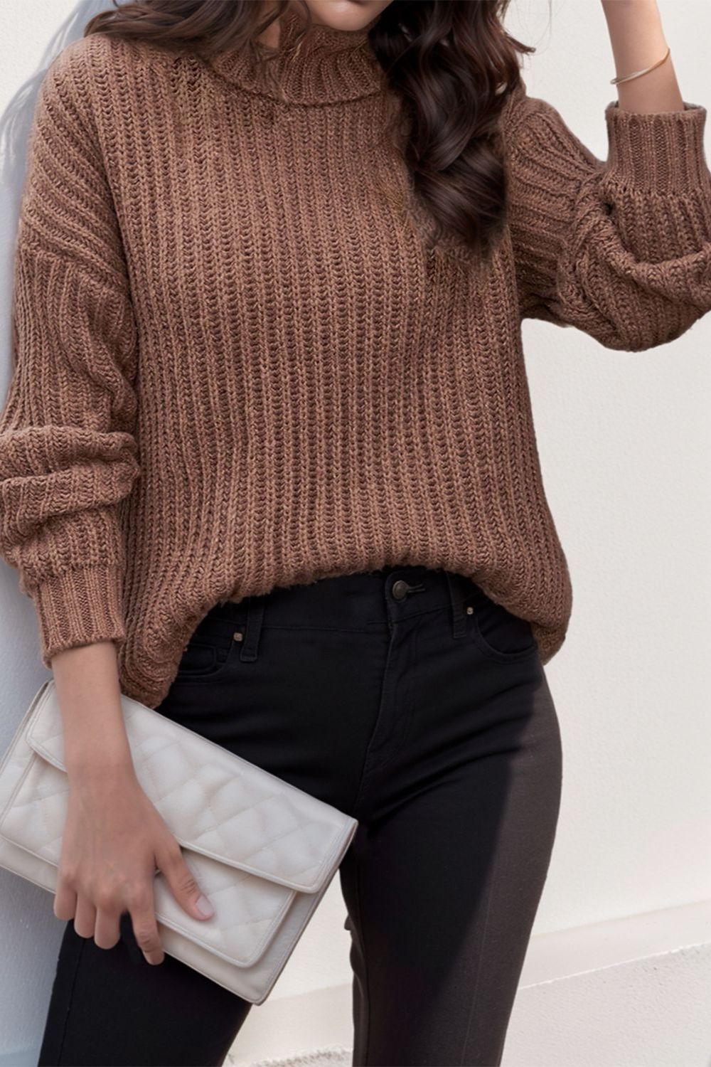Laura Turtleneck Dropped Shoulder Pullover Sweater