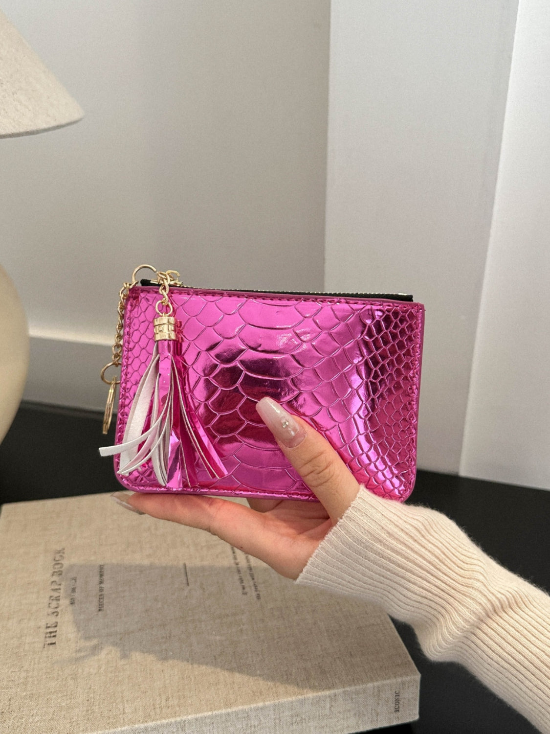 Leysi PU Leather Tassel Trim Card Case