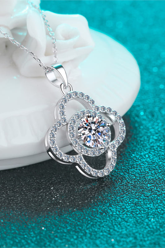 Floral 1 Carat Moissanite 925 Sterling Silver Necklace