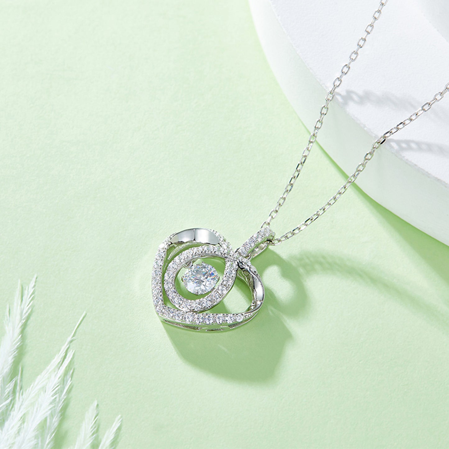 Camille Moissanite 925 Sterling Silver Heart Shape Necklace