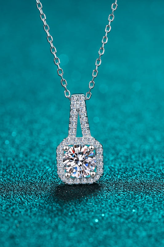 Square Moissanite 925 Sterling Silver Necklace