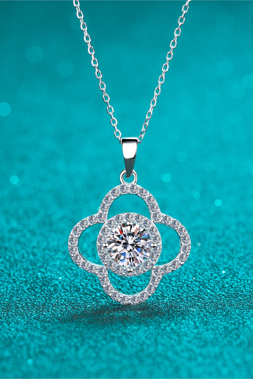Floral 1 Carat Moissanite 925 Sterling Silver Necklace