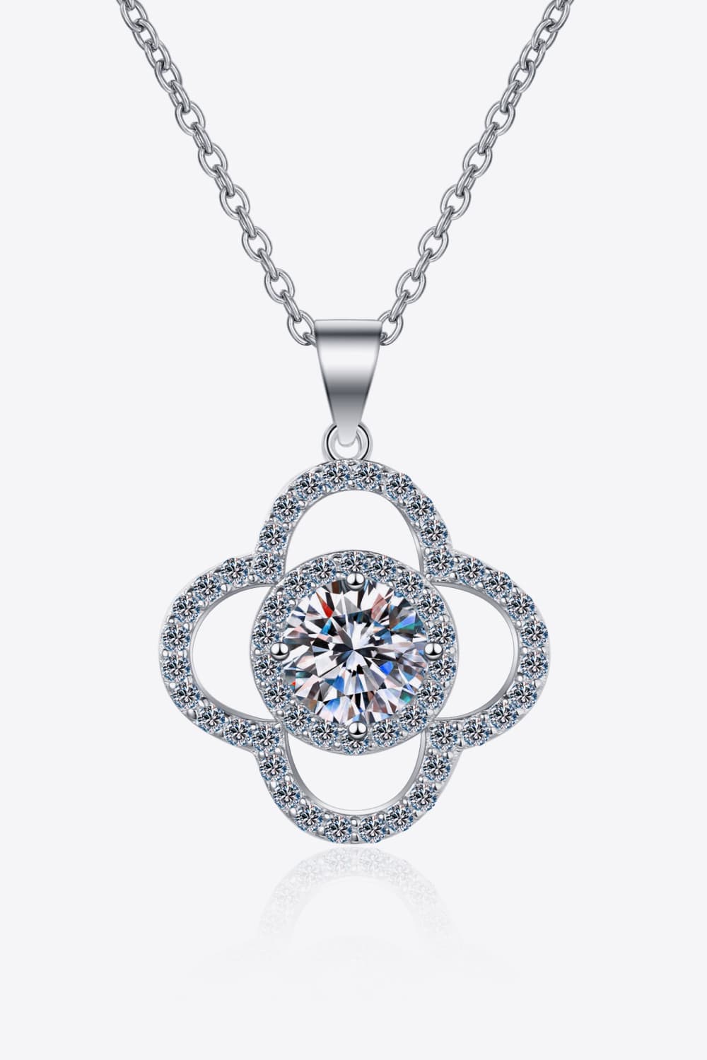 Floral 1 Carat Moissanite 925 Sterling Silver Necklace