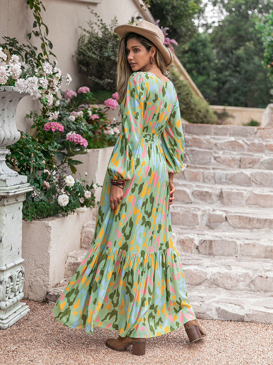 Printed Sylvia Long Sleeve Maxi Dress