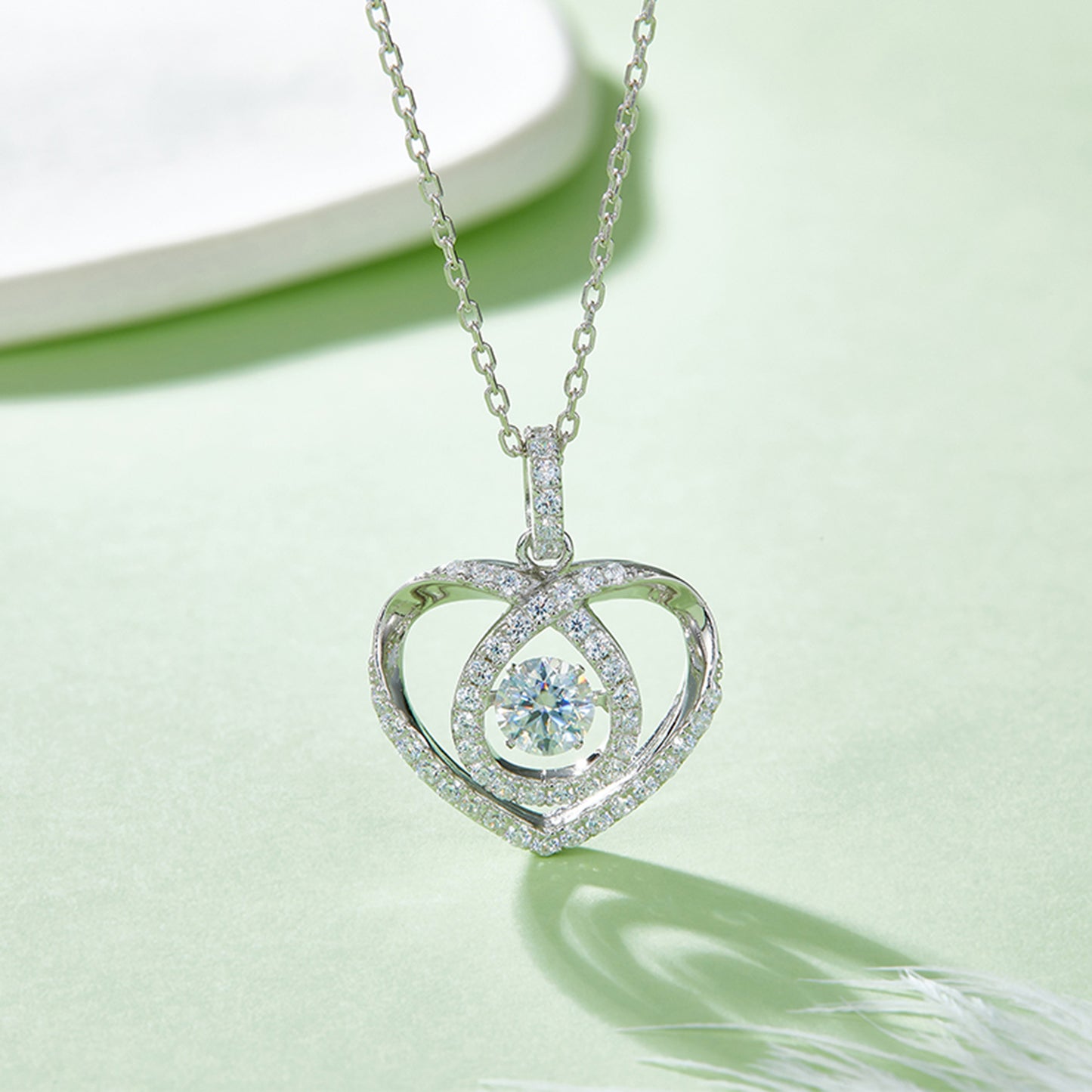 Camille Moissanite 925 Sterling Silver Heart Shape Necklace