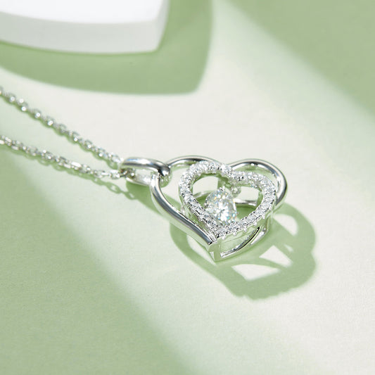 Sassy Moissanite 925 Sterling Silver Heart Necklace