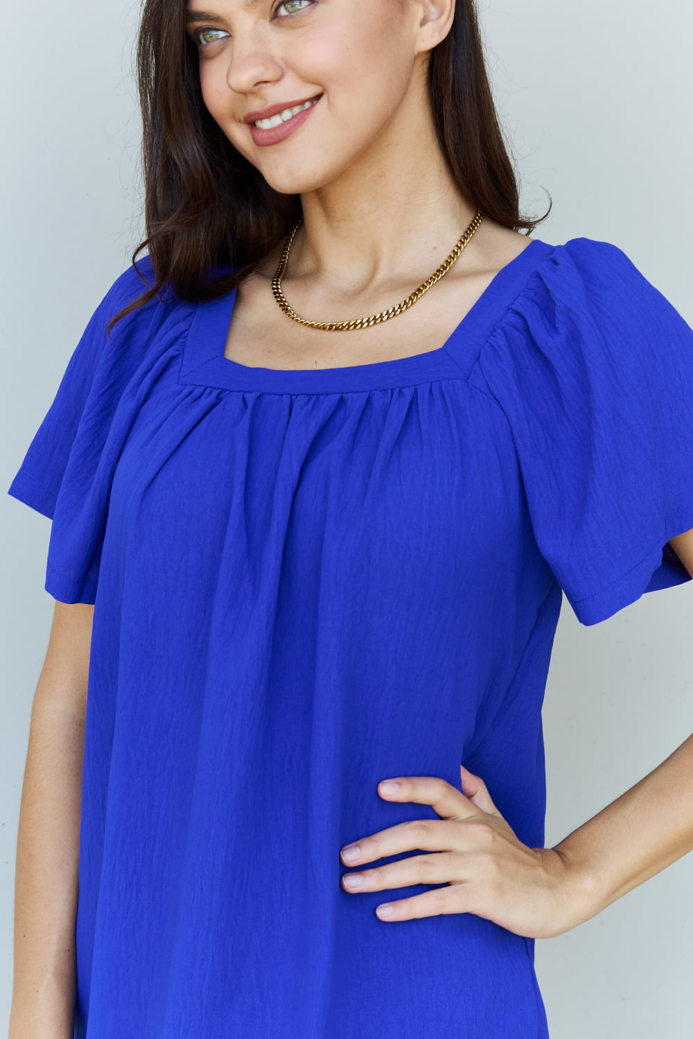 Ninexis square neck blouse in Roya