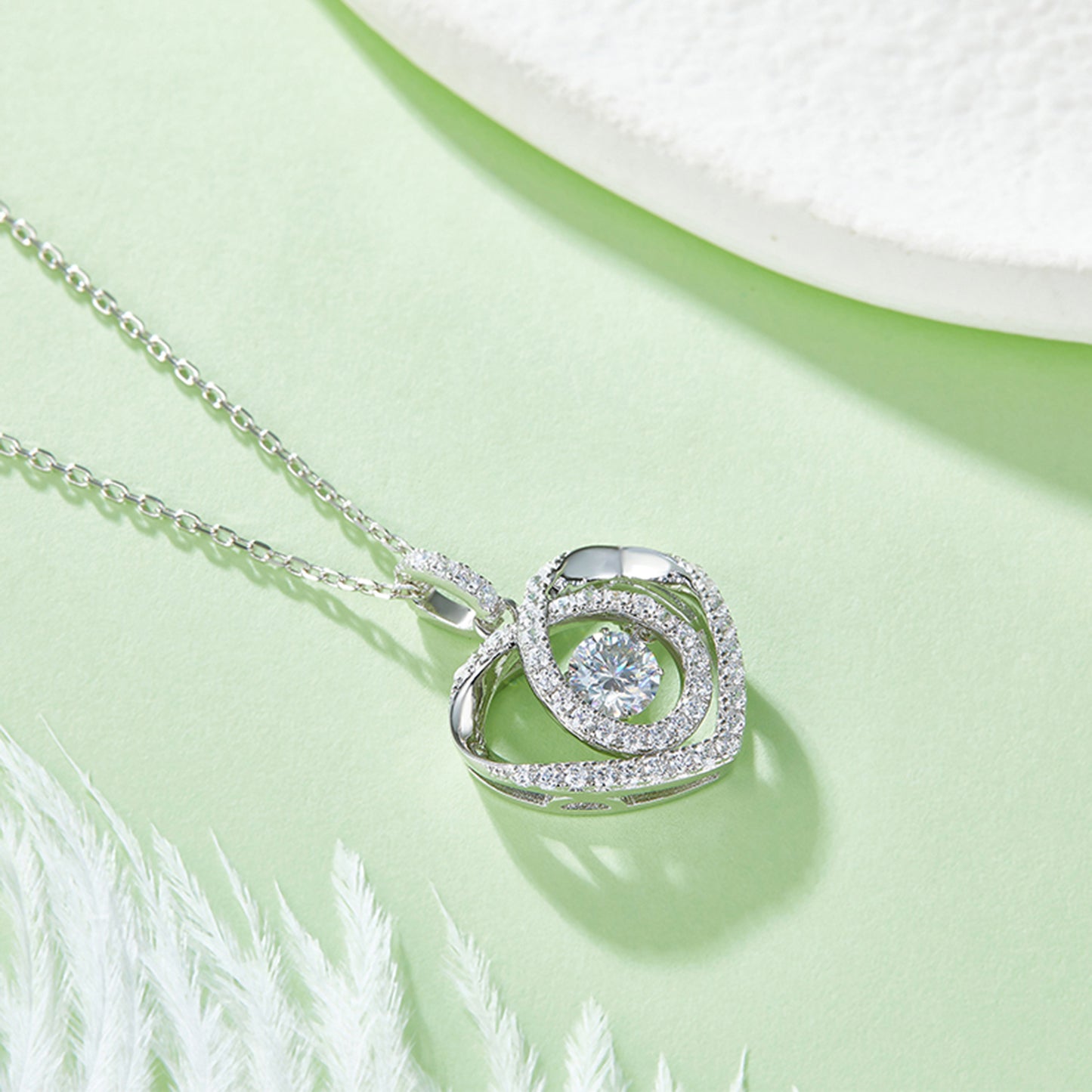 Camille Moissanite 925 Sterling Silver Heart Shape Necklace