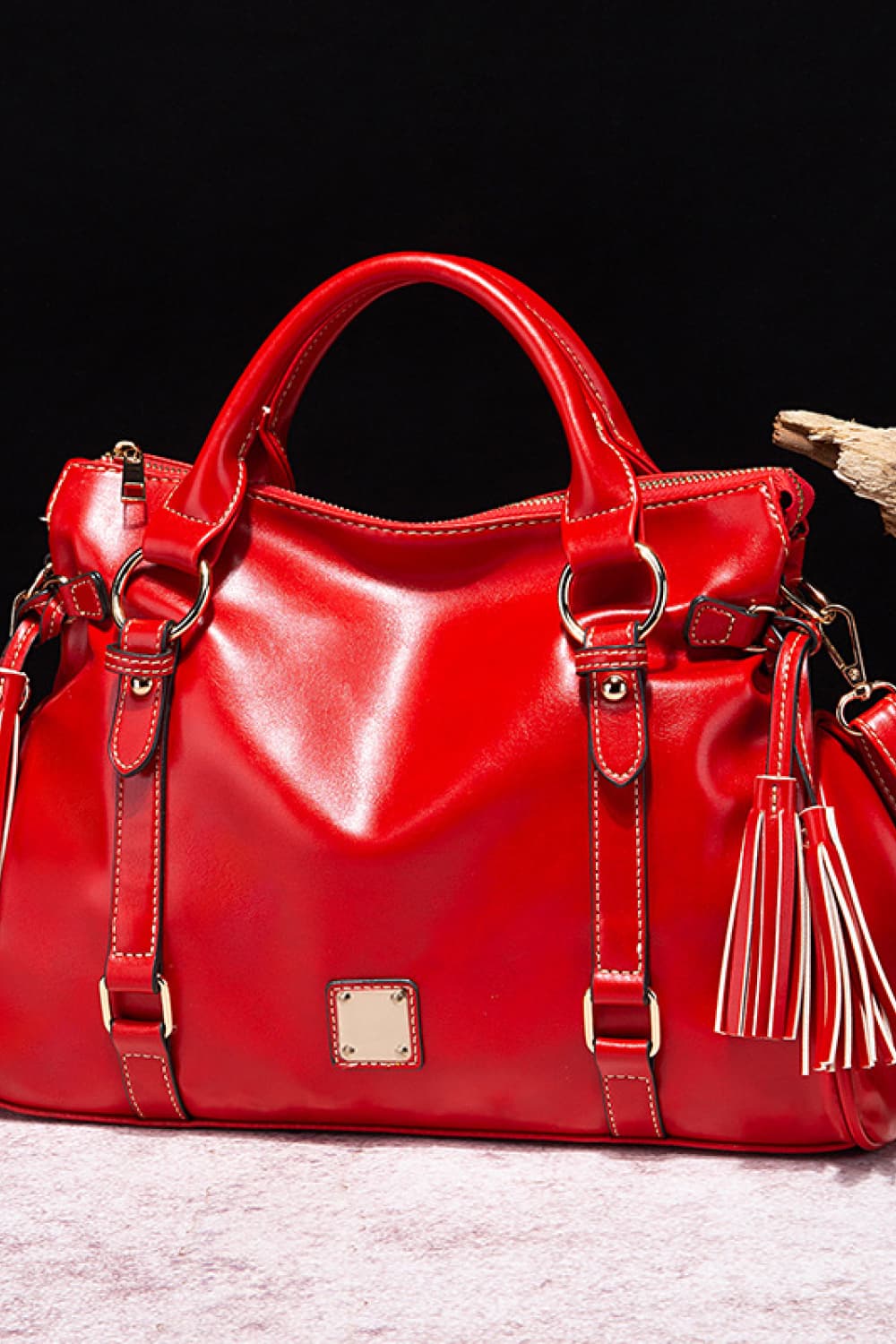 Mary PU Leather Handbag with Tassels