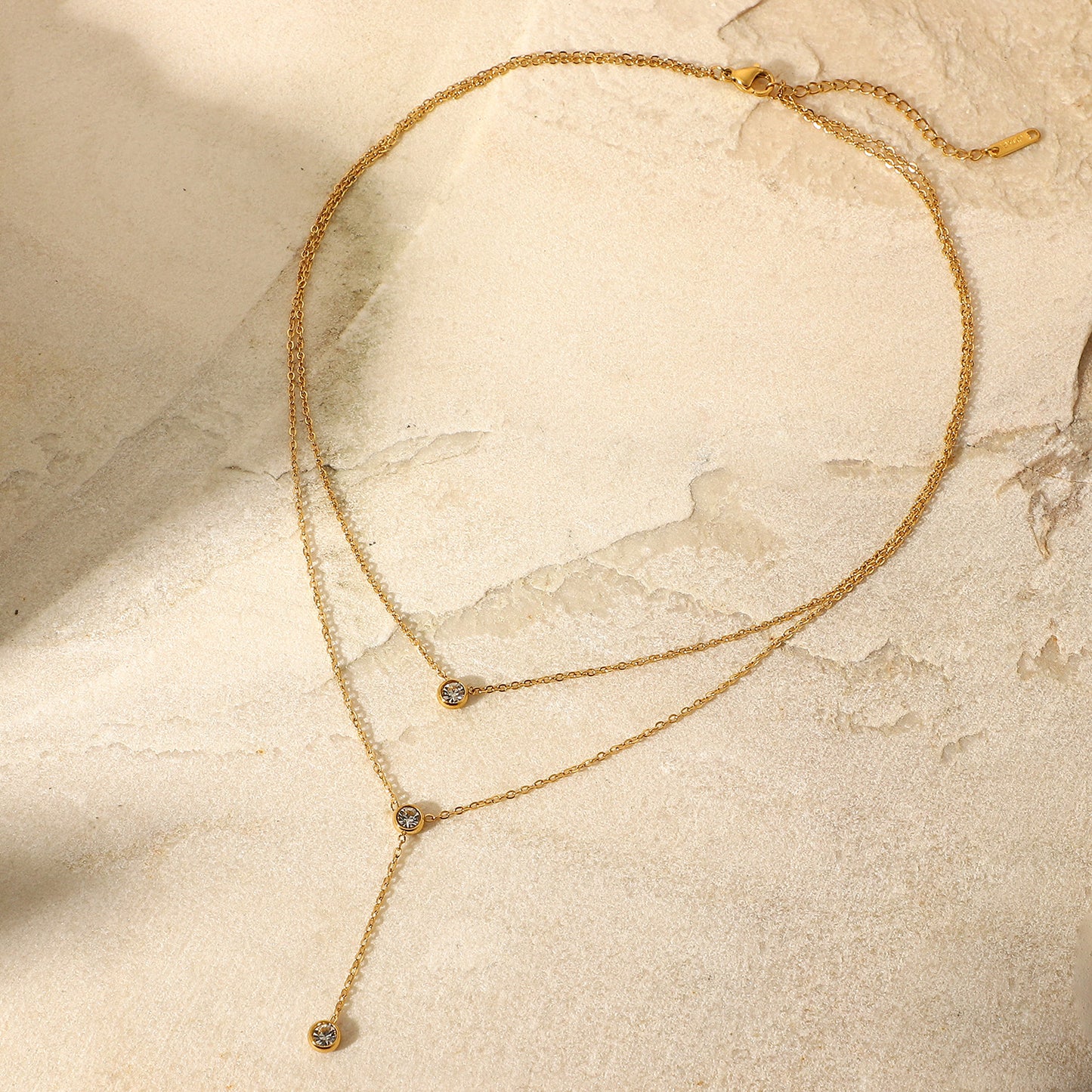 Lily Stainless Steel Zircon Double-Layered Necklace