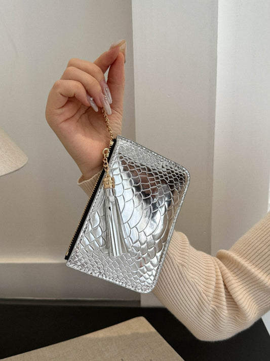 Leysi PU Leather Tassel Trim Card Case
