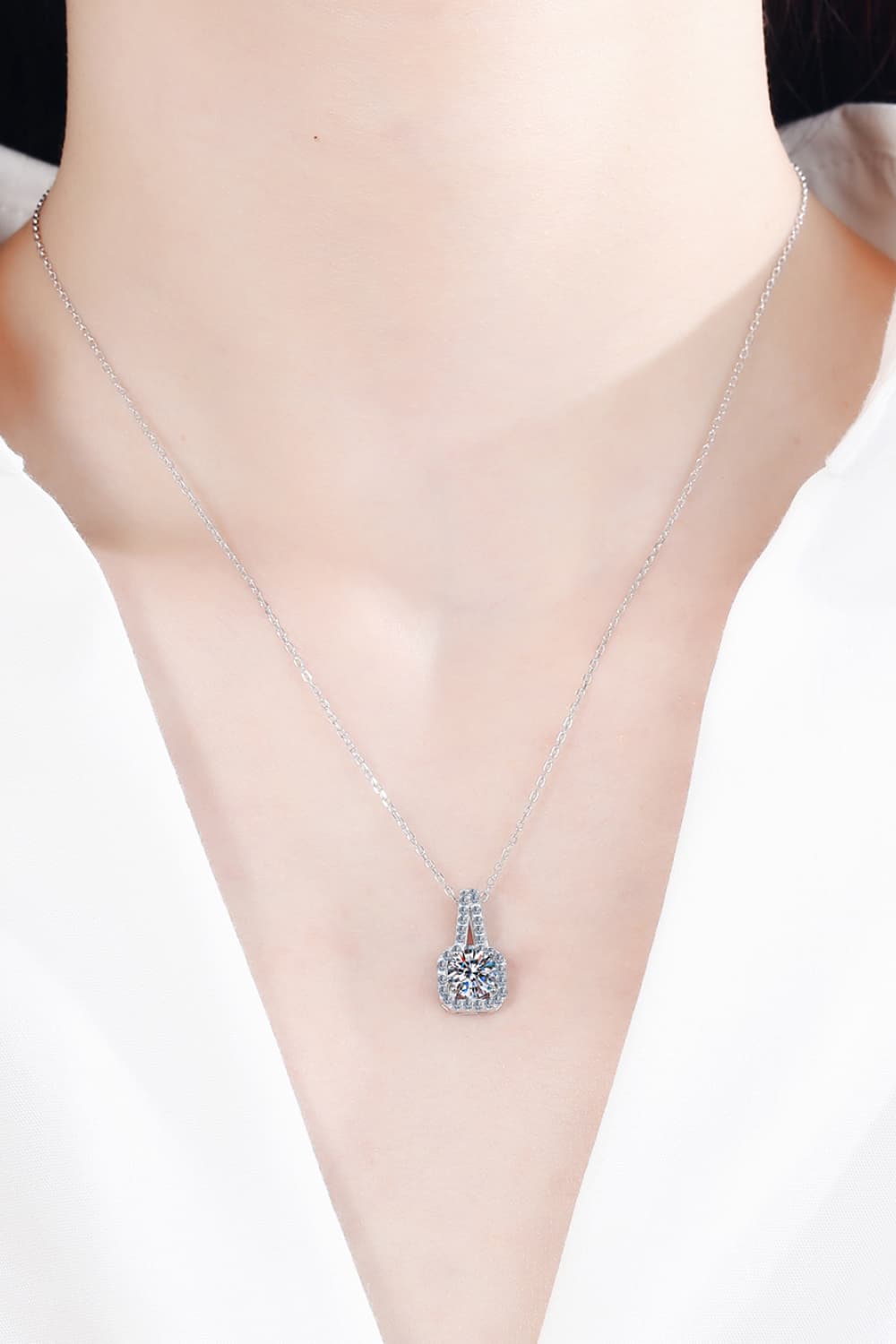 Square Moissanite 925 Sterling Silver Necklace