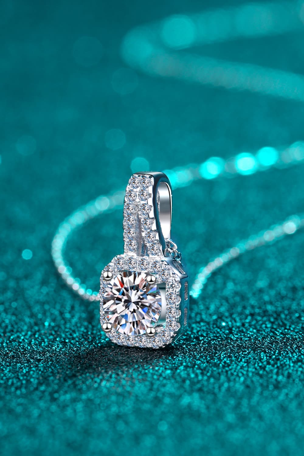 Square Moissanite 925 Sterling Silver Necklace