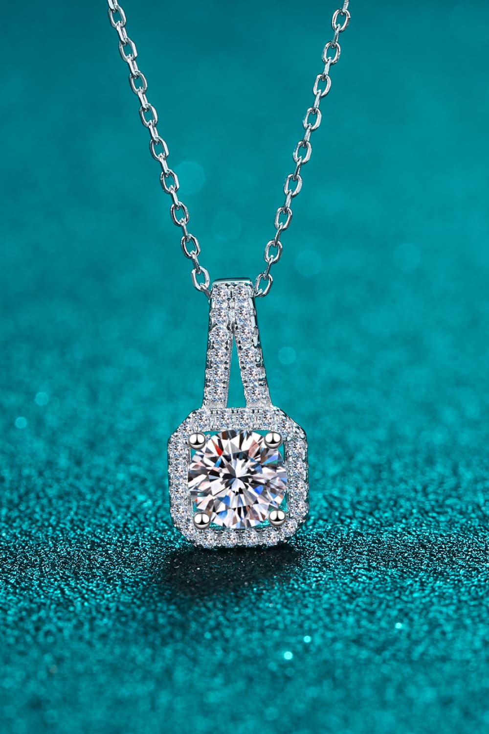 Square Moissanite 925 Sterling Silver Necklace