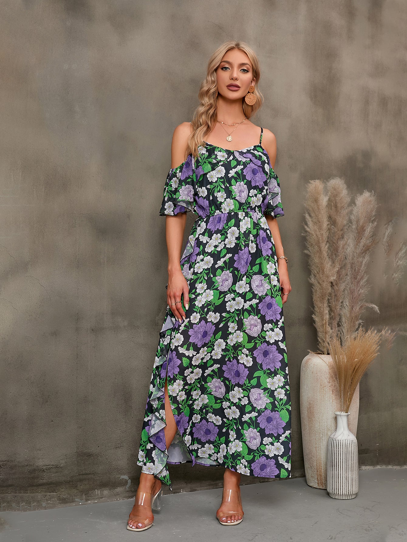 Floral Spaghetti Strap Maxi Dress